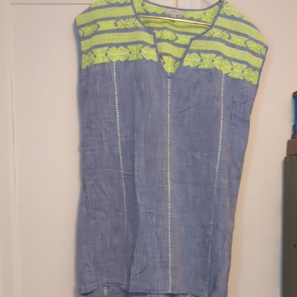 J. Crew Factory Sleeveless Blue and Green Tunic